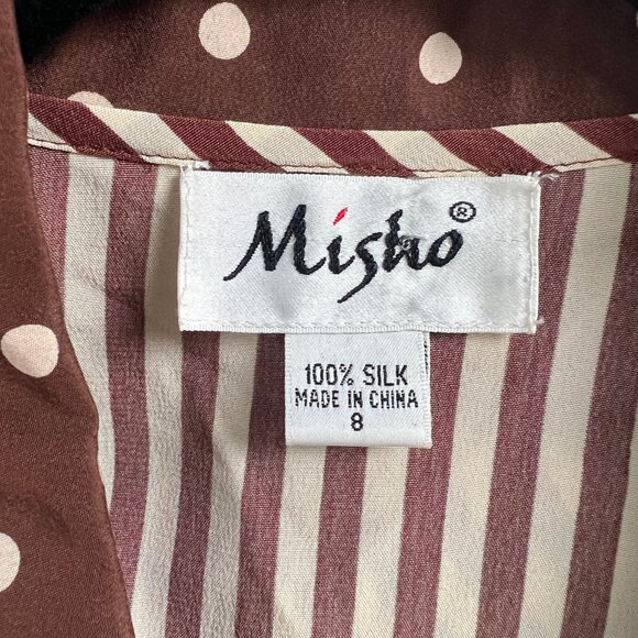 Vintage 100% Silk Button Down Long Tunic Top Blouse Print Oversized Relaxed Fit - Picture 7 of 9